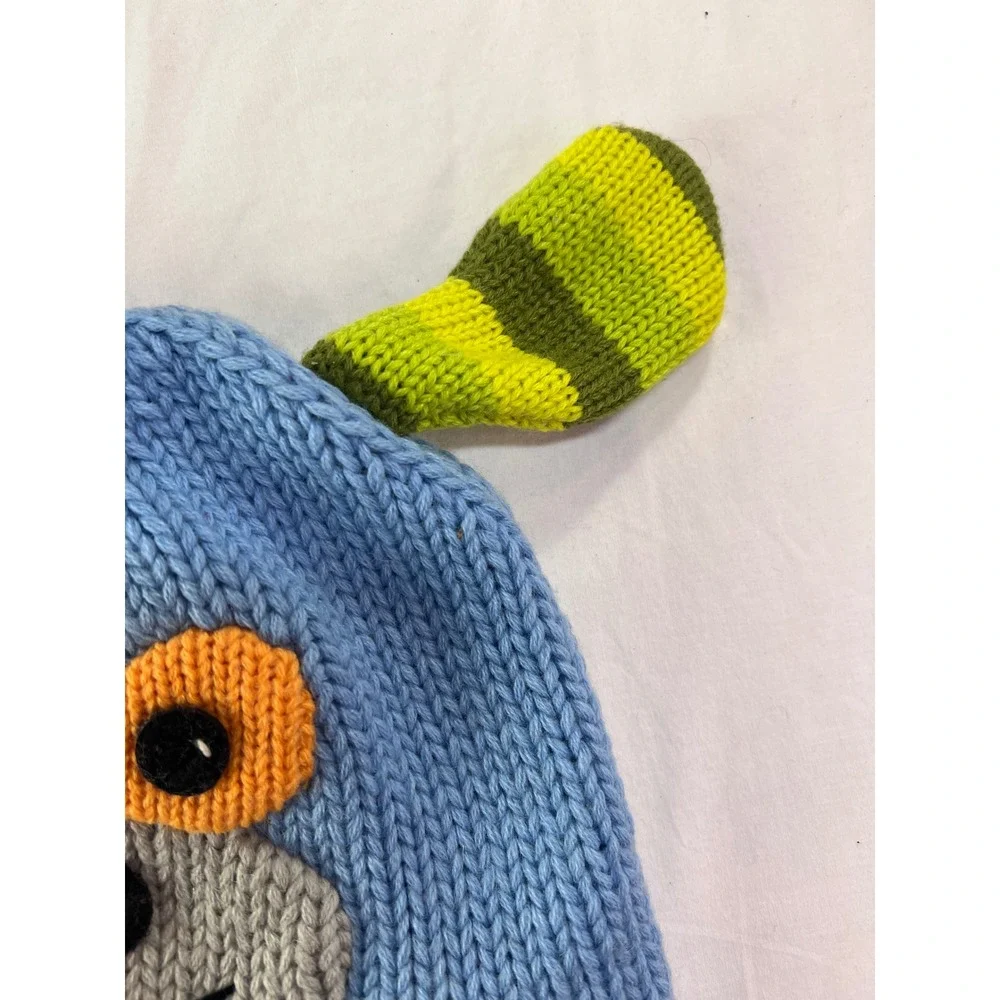 Kyber Outerwear Kids Blue Wool Blend Puppy Dog Knit Trapper Hat Fleece Lined